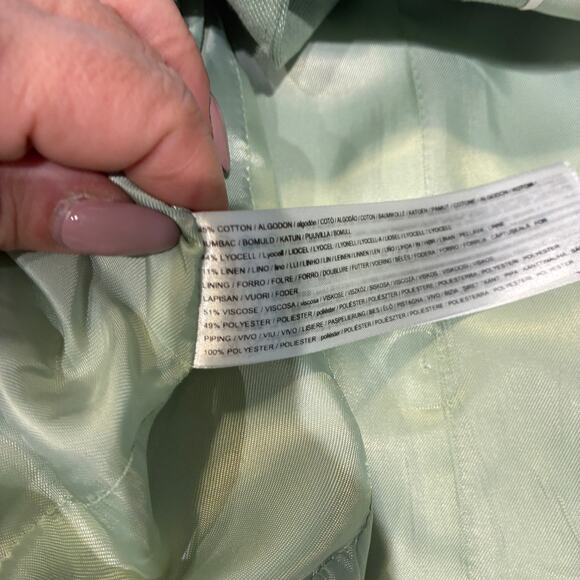 NWT Mango Mint Green Linen Cropped Sevilla Blazer Sz Large - Picture 6 of 13